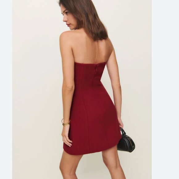 Reformation Strapless Red Mini Dress - Picture 2 of 4